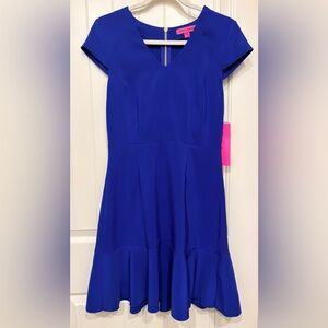 Betsey Johnson Bright Blue V Neck A Line Dress Size 6 Cocktail Party NWT